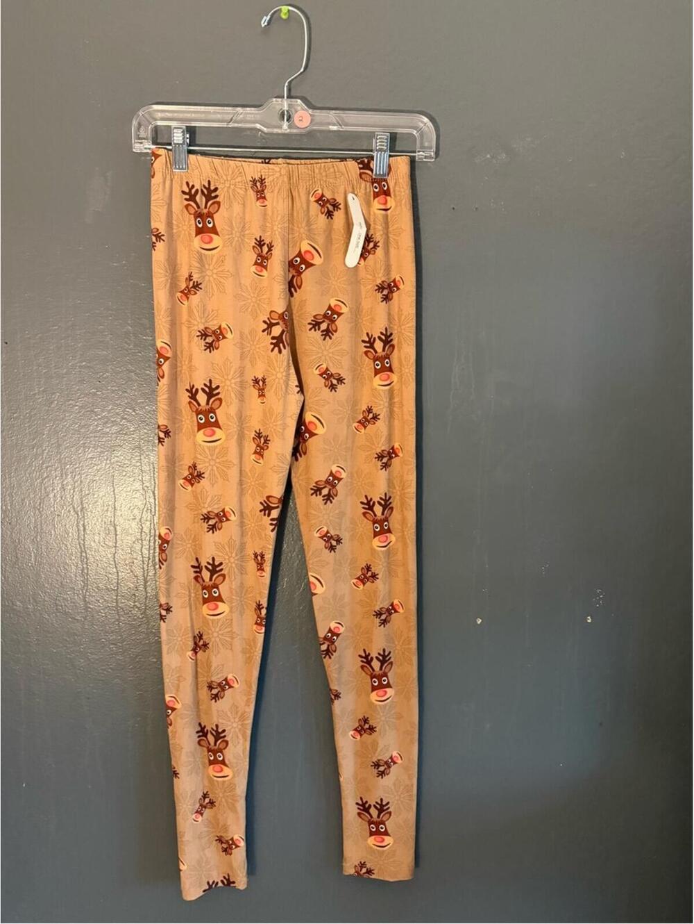 Eevee Women’s Tan Reindeer Print Leggings with Tags
